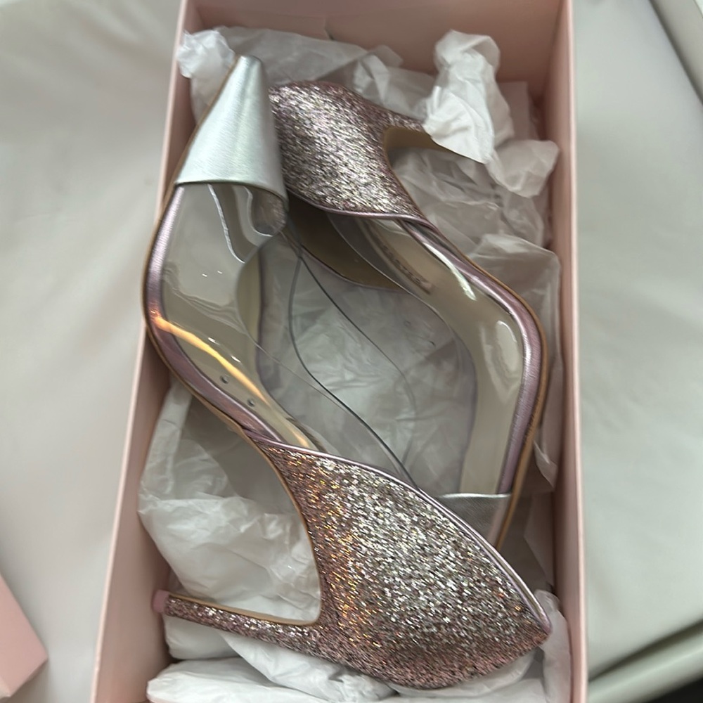 Sophia Webster Daria heels, silver/pink glitter 39 1/2 never worn outside